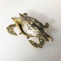 Plat à crabe mexicain en laiton et cuivre de Los Castillo