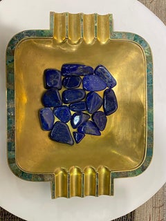 Mexican Brass and Turquoise Ashtray Cigar Holder