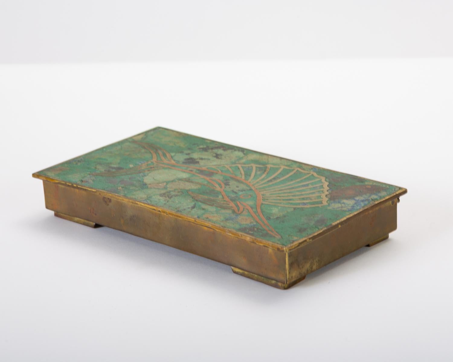 Cloissoné Mexican Brass Box with Resin Inlay Fish