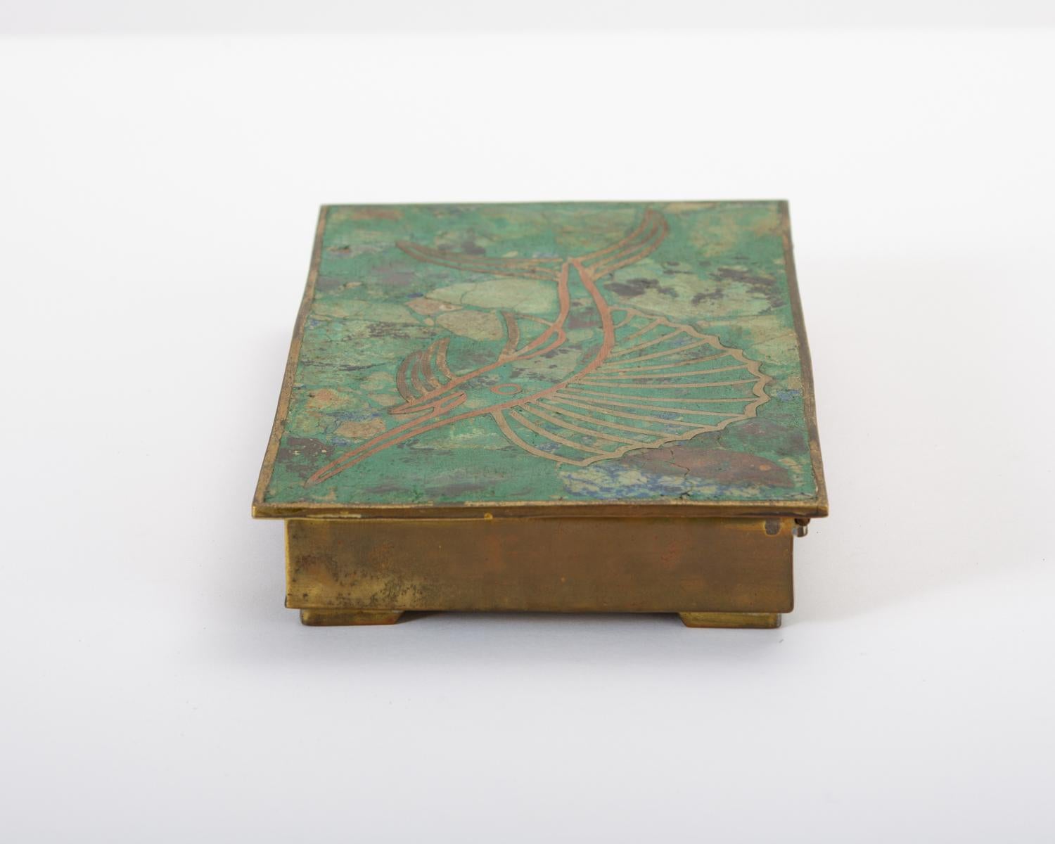 Mexican Brass Box with Resin Inlay Fish 1
