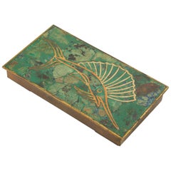 Vintage Mexican Brass Box with Resin Inlay Fish