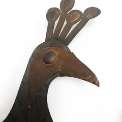 Mexican Brass Peacock Motif Wall Mirror