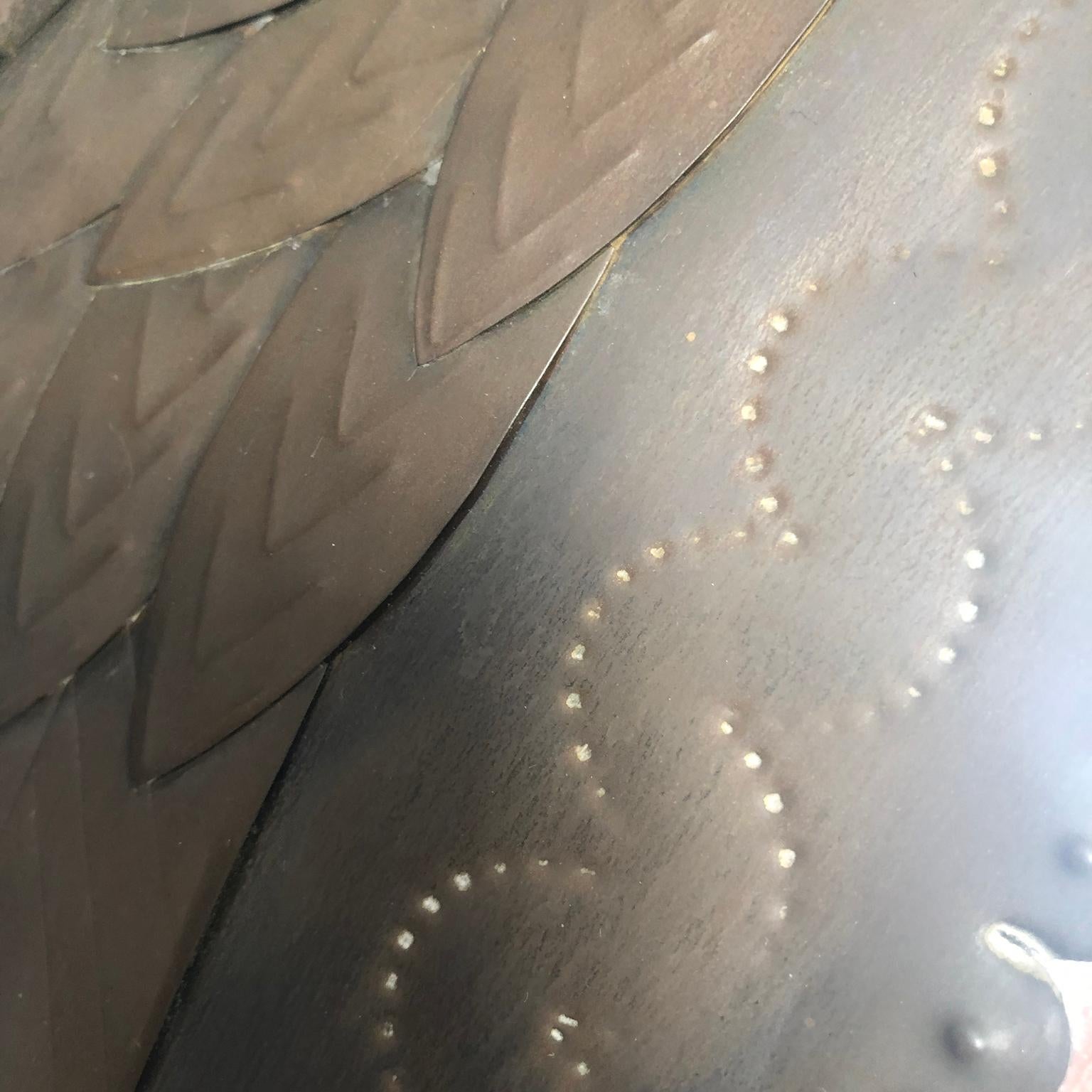 Mid-Century Modern Mexican Brass Peacock Motif Wall Mirror