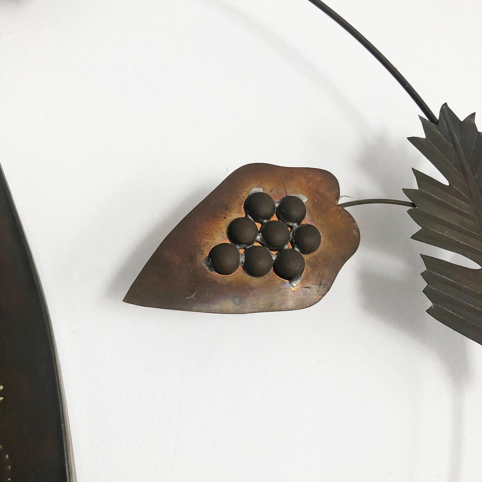 Pressed Mexican Brass Peacock Motif Wall Mirror