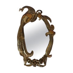 Mexican Brass Peacock Motif Wall Mirror