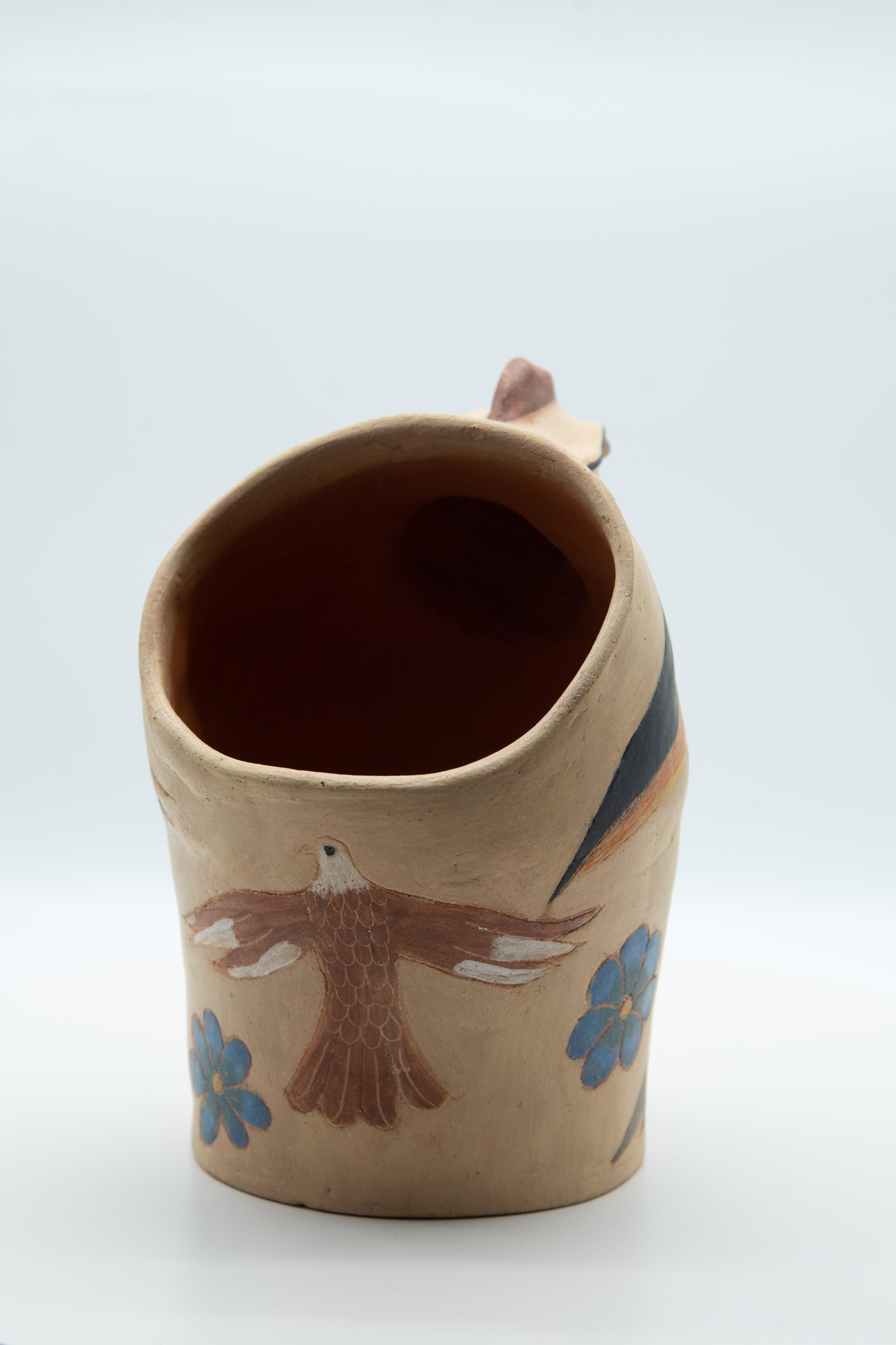 Ceramic Mexican Burnished Clay Chicken Kitchen Vessel Hen Egg Basket Decoration Birds For Sale