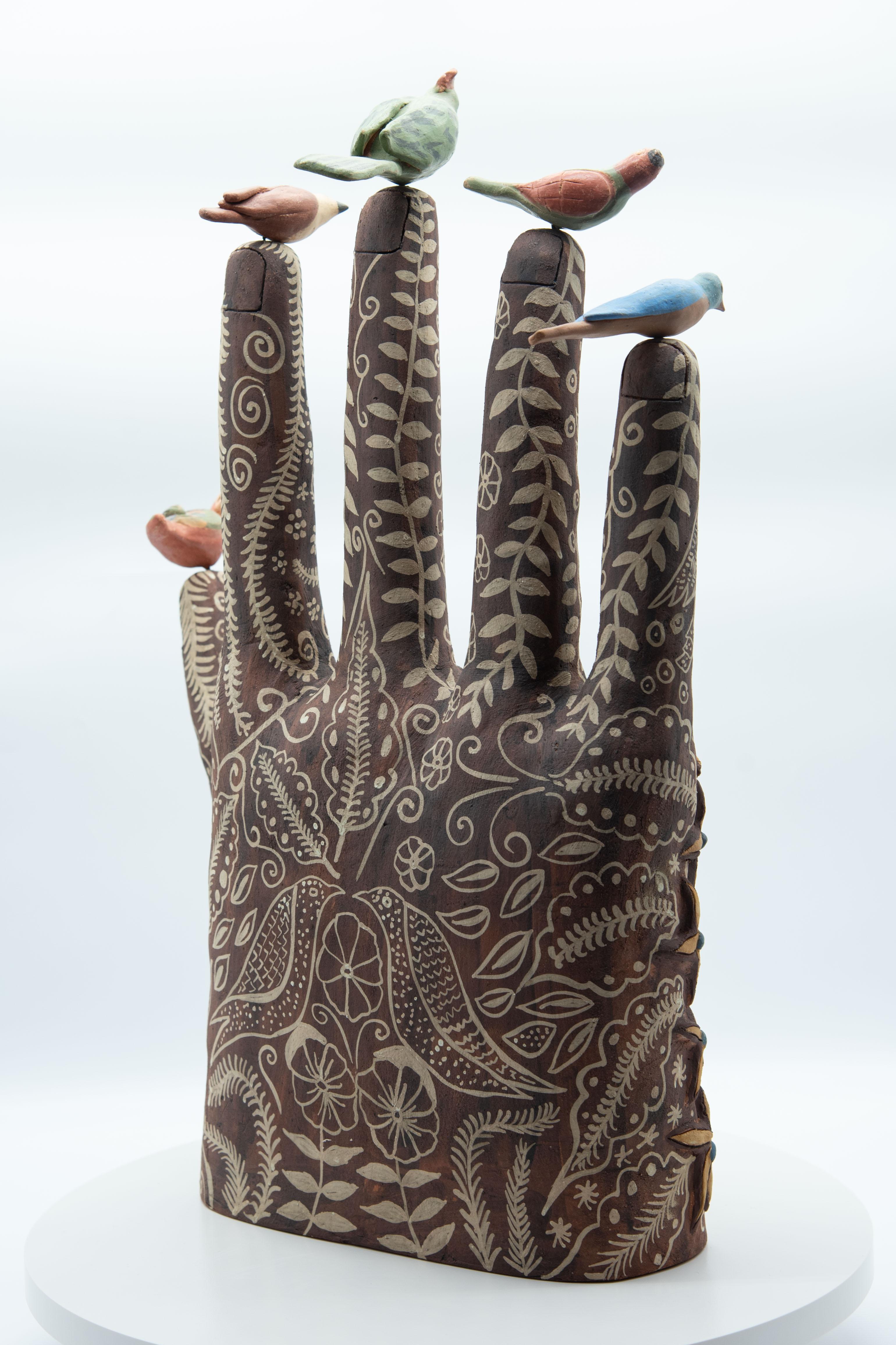 Mexikanische handgeformte oaxacafarbene Keramik-Skulptur aus brüniertem Ton, organisch, vorspanisch im Angebot 4