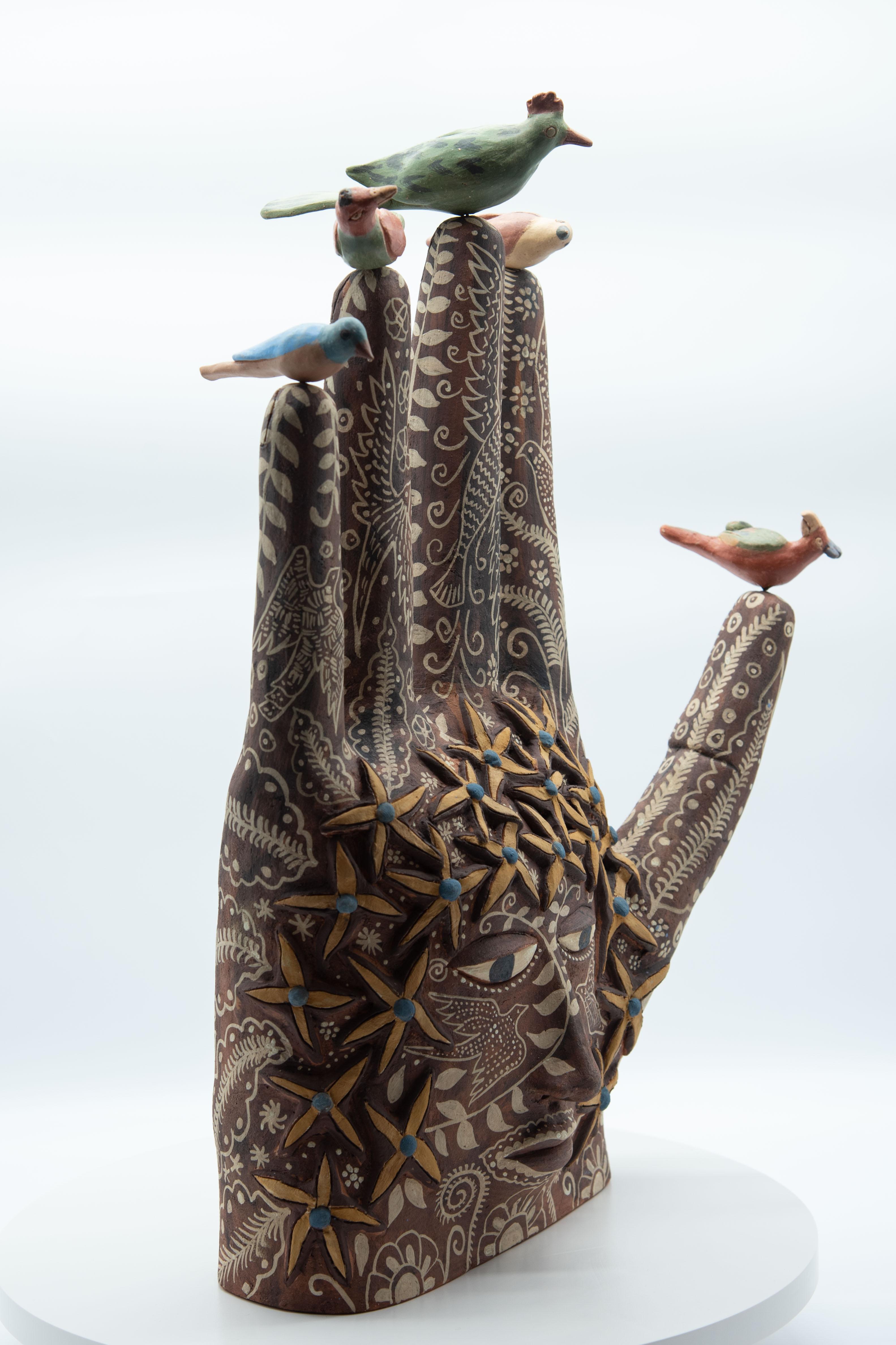 Sculpture mexicaine en argile brûlée à la main en céramique mixte préhispanique en vente 3