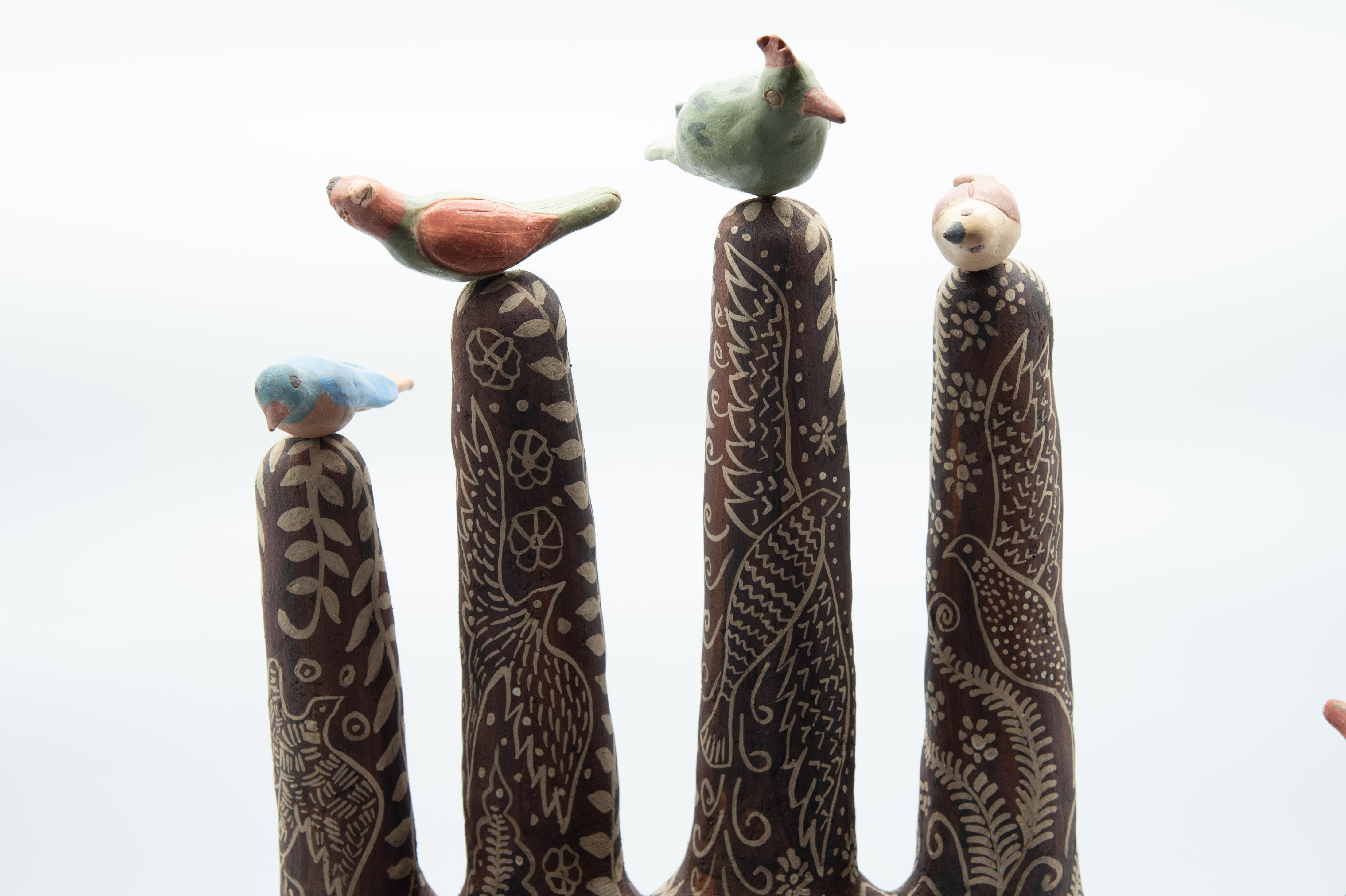 Mexikanische handgeformte oaxacafarbene Keramik-Skulptur aus brüniertem Ton, organisch, vorspanisch im Angebot 9