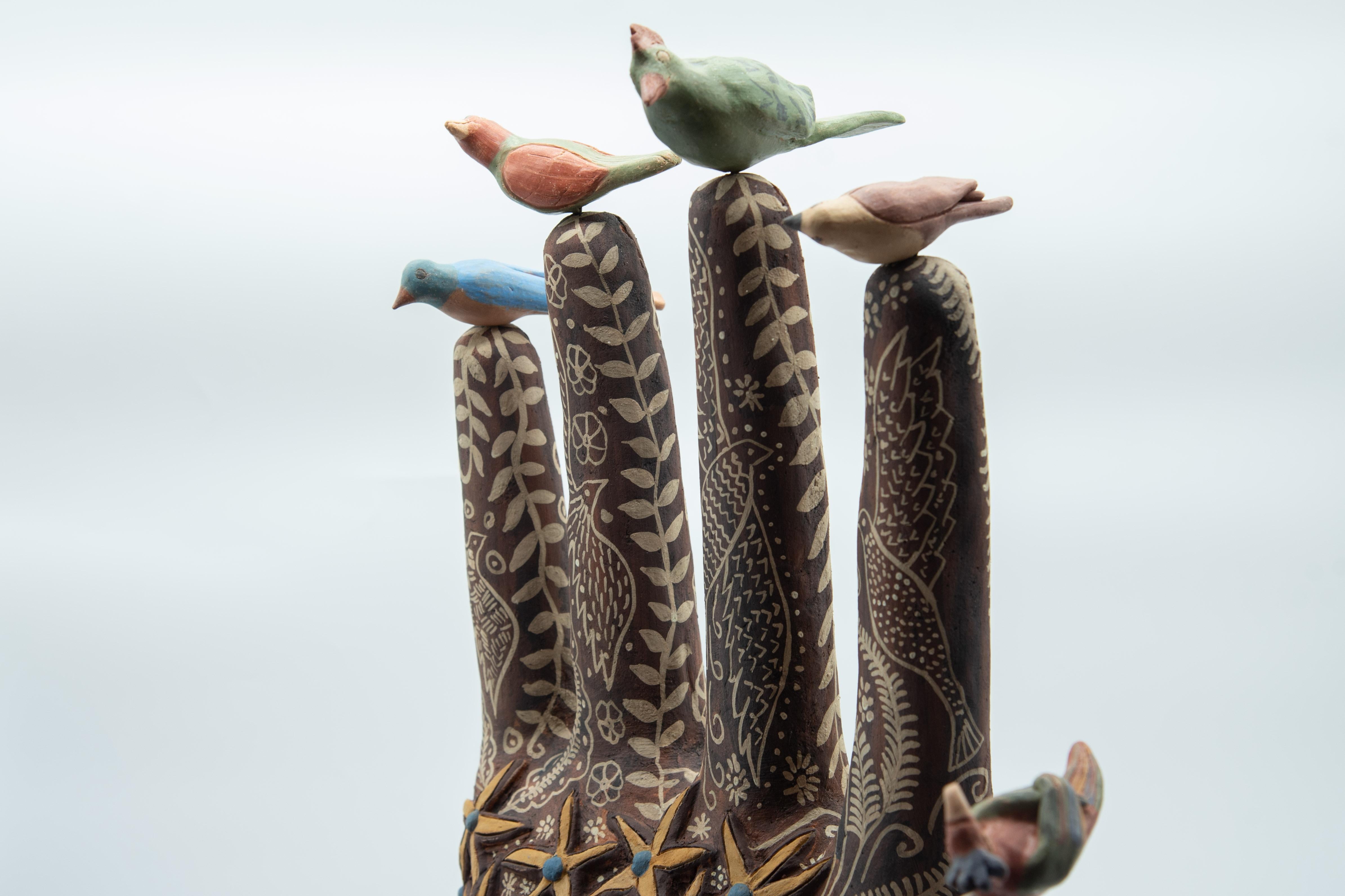 Mexikanische handgeformte oaxacafarbene Keramik-Skulptur aus brüniertem Ton, organisch, vorspanisch im Angebot 10