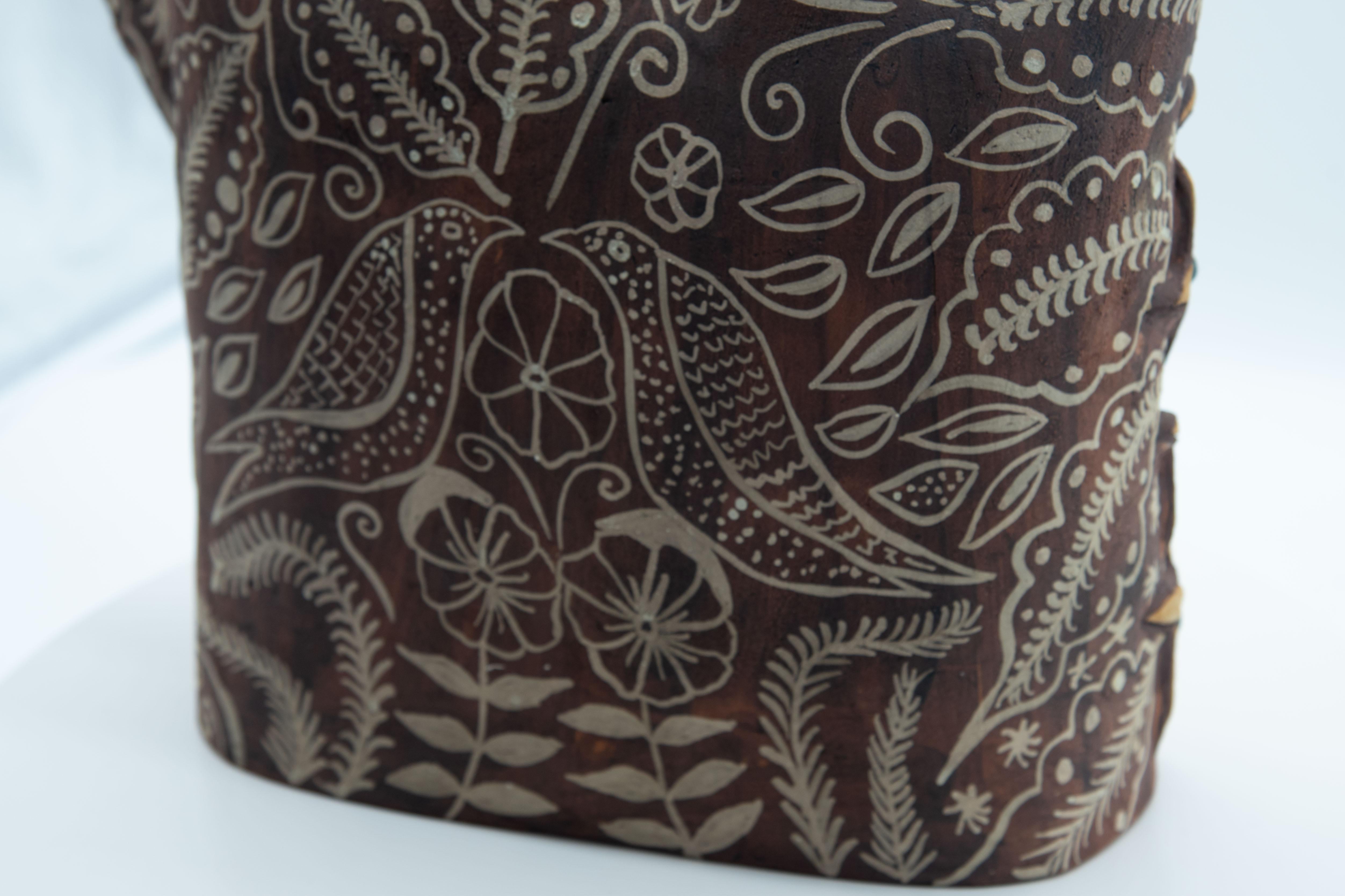 Mexikanische handgeformte oaxacafarbene Keramik-Skulptur aus brüniertem Ton, organisch, vorspanisch im Angebot 13