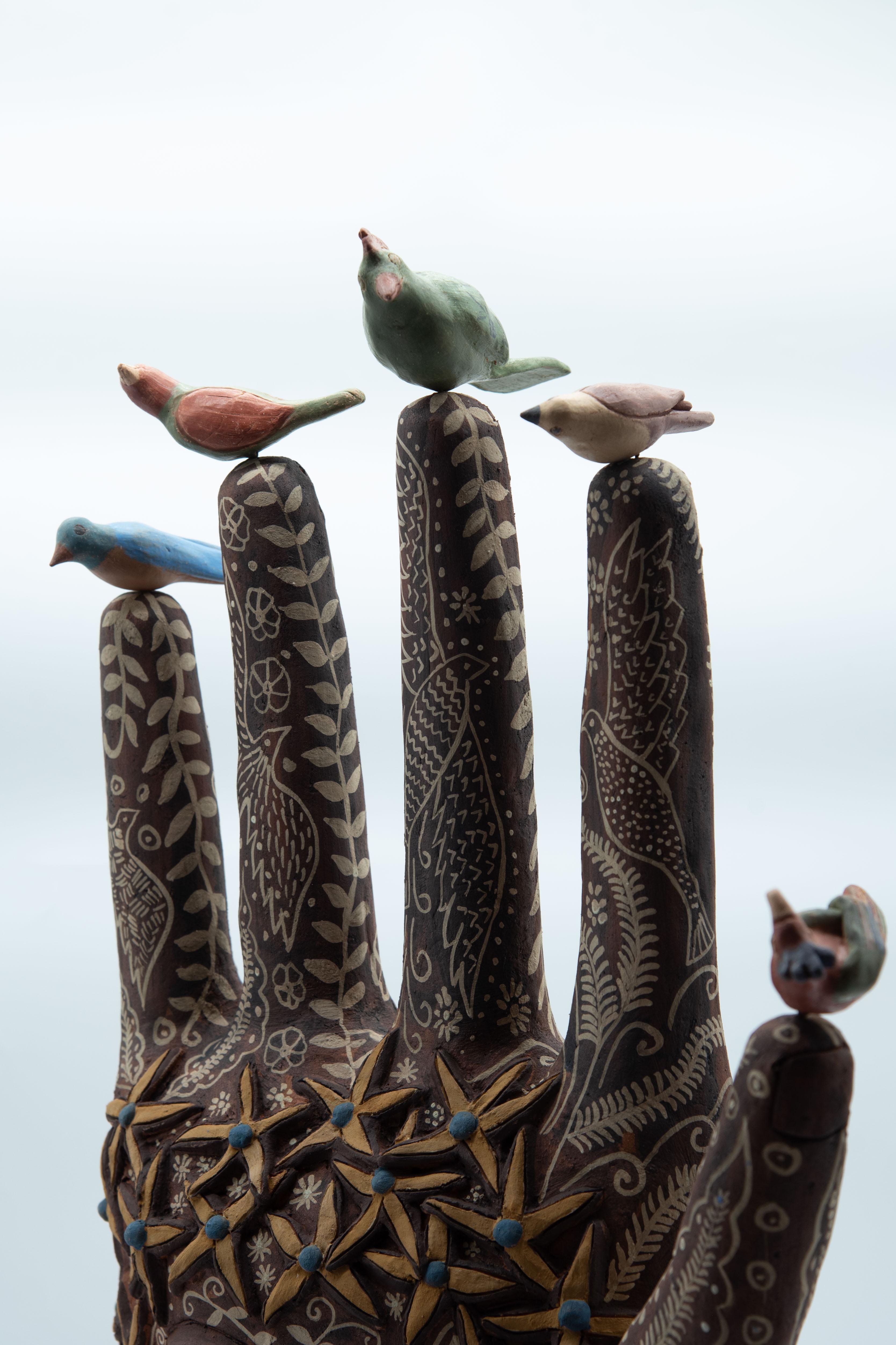 Mexikanische handgeformte oaxacafarbene Keramik-Skulptur aus brüniertem Ton, organisch, vorspanisch (Handgefertigt) im Angebot