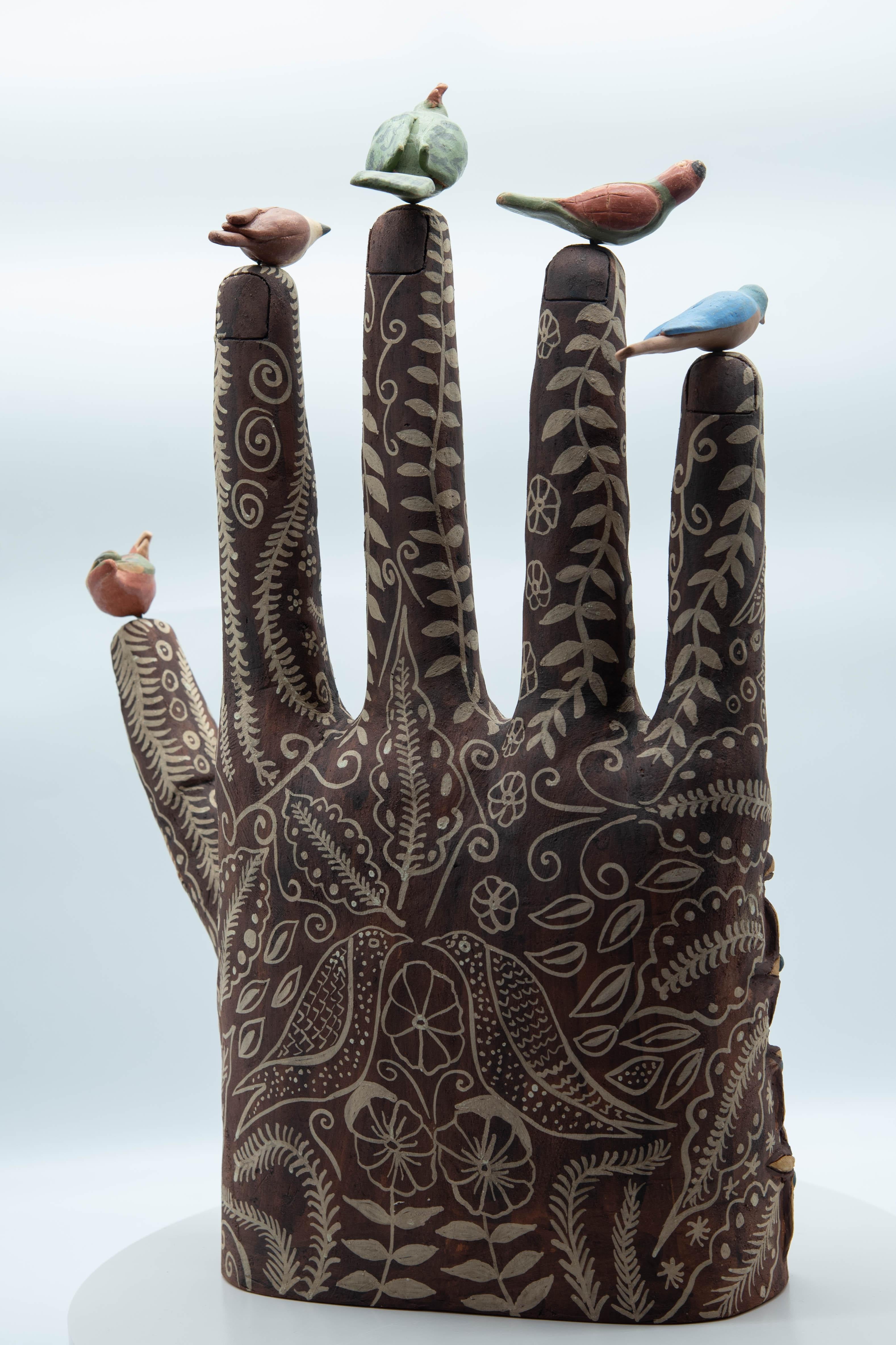 Fait main Sculpture mexicaine en argile brûlée à la main en céramique mixte préhispanique en vente
