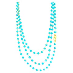 Mexican Campitos Turquoise Necklace with 18K Solid Gold Clasp