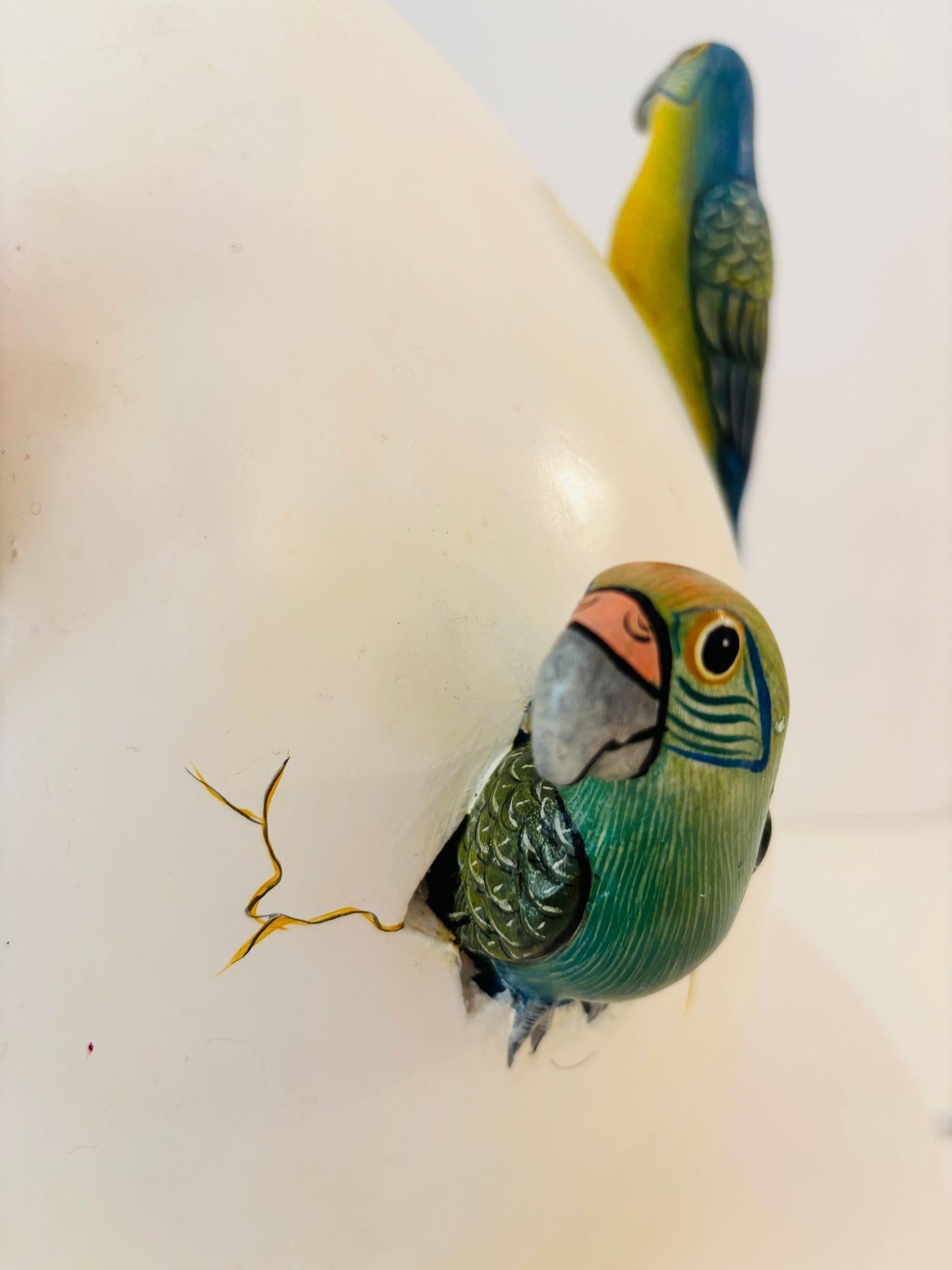 Arte ceramica messicana di parrocchetti in cova d'uovo in stile Bustamante 1980 in vendita 5