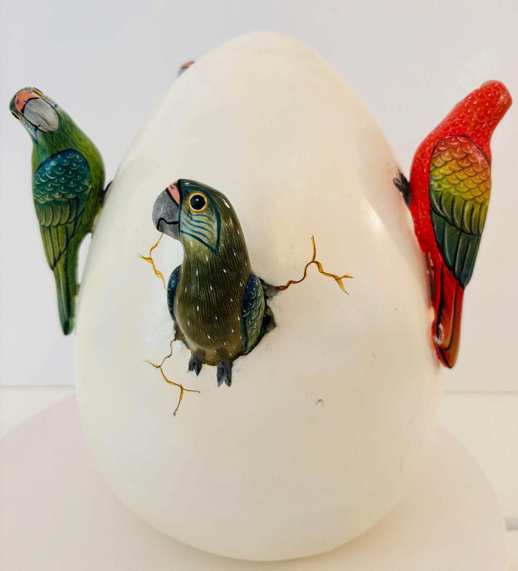 Arte ceramica messicana di parrocchetti in cova d'uovo in stile Bustamante 1980 in vendita 7
