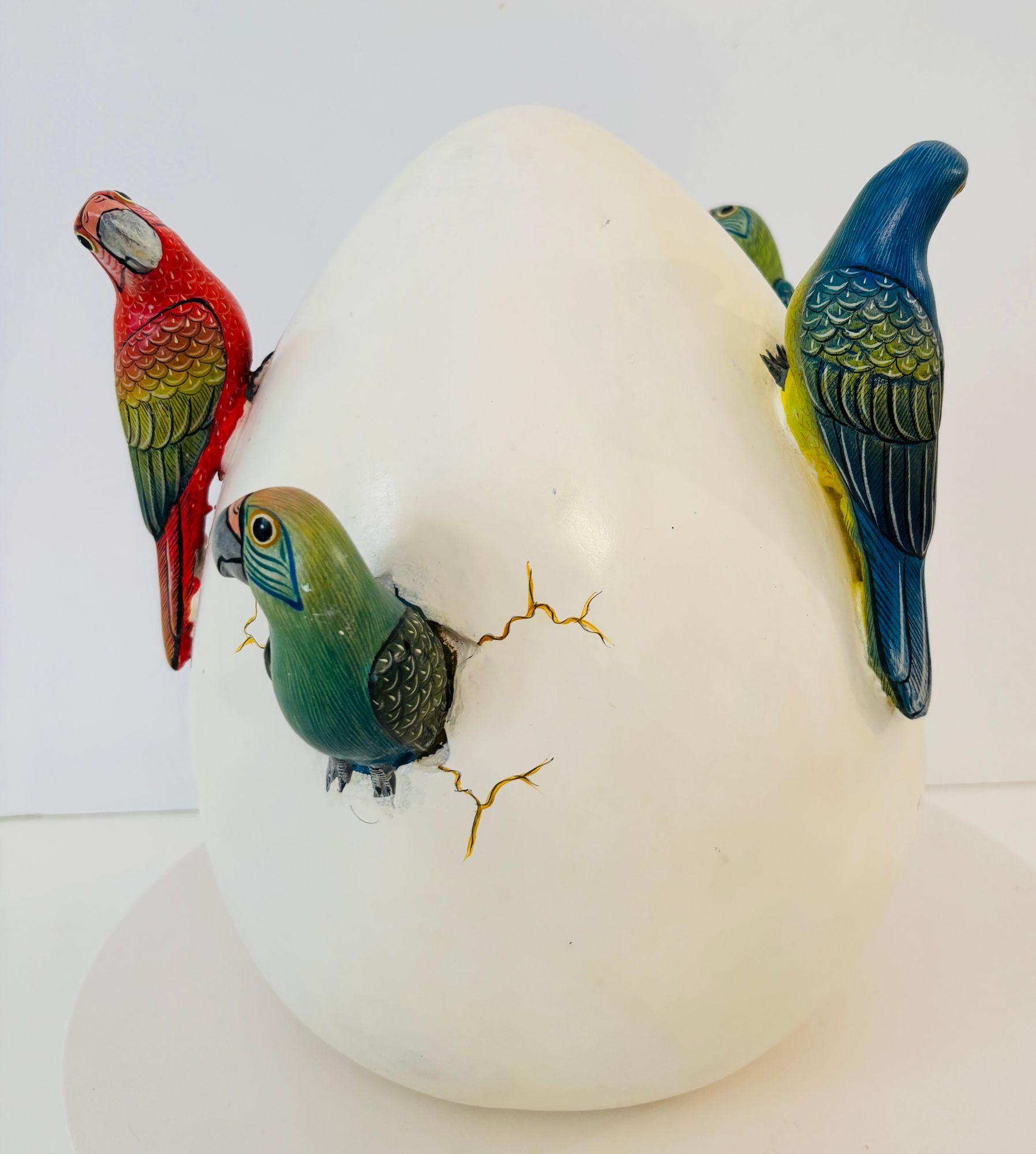 Arte ceramica messicana di parrocchetti in cova d'uovo in stile Bustamante 1980 in vendita 8