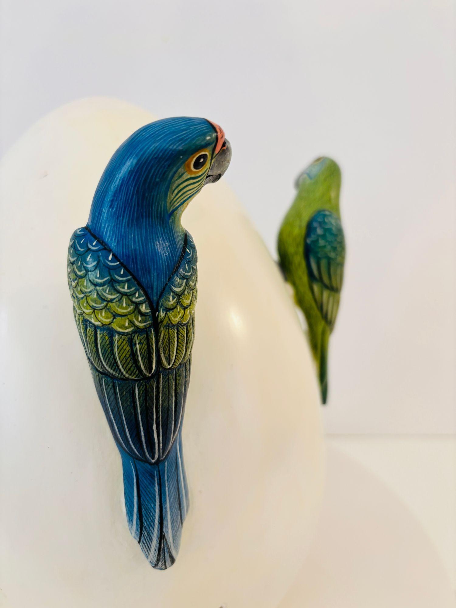 Arte ceramica messicana di parrocchetti in cova d'uovo in stile Bustamante 1980 in vendita 1