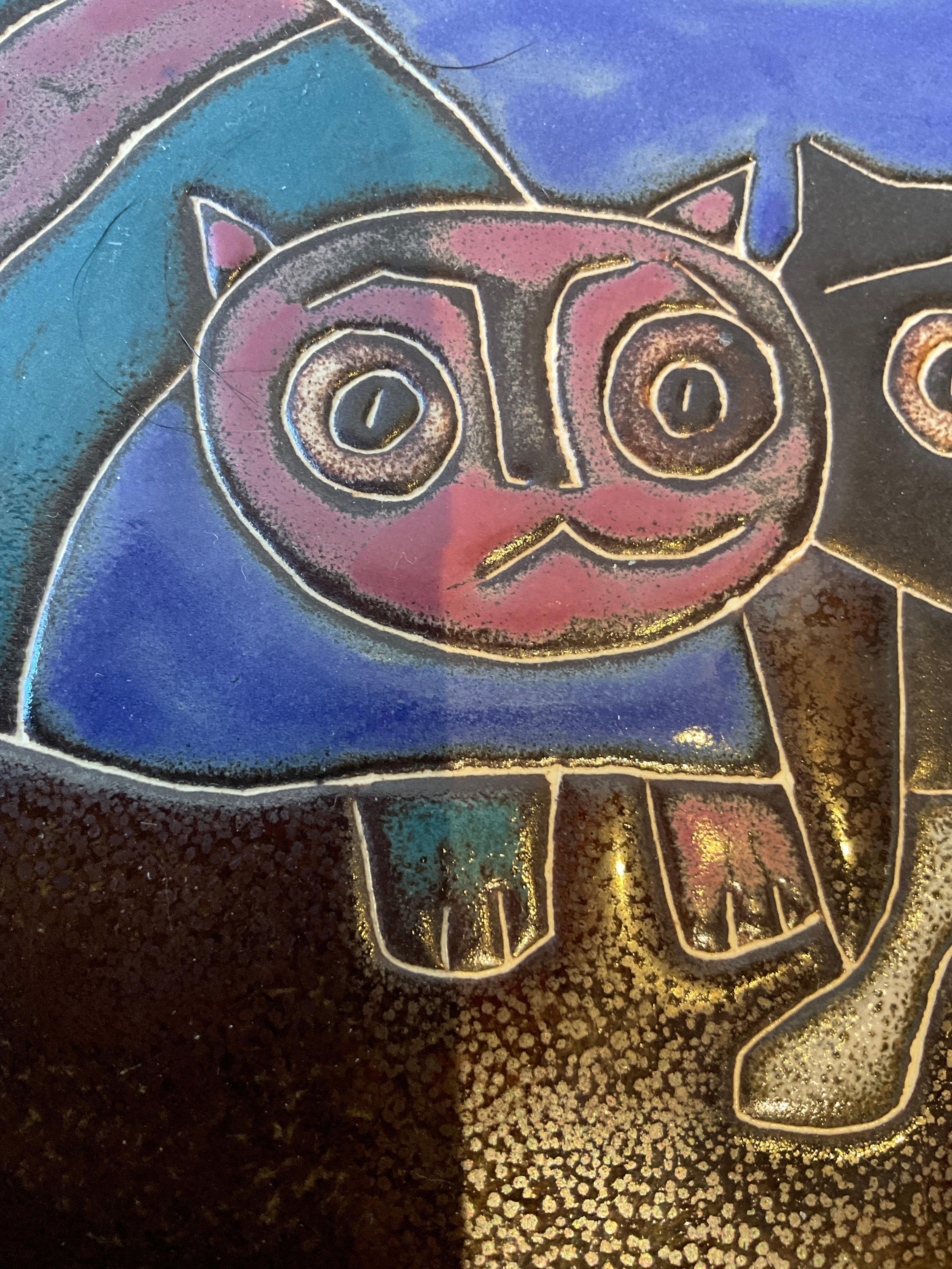 Mexikanischer Katzenteller aus Keramik von Mara (Ende des 20. Jahrhunderts) im Angebot