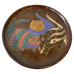 Mexican Ceramic Cat Plate By Mara