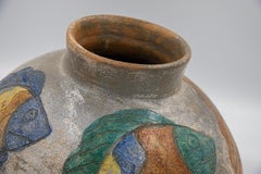Mexican Ceramic Jug Vase Fishes 1996 Dolores Porras Folk Art Decorative Vessel