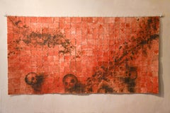 Mexican Ceramic Red Wall Hanging 2016 Clay Decoration Puzzle Skull Abstract