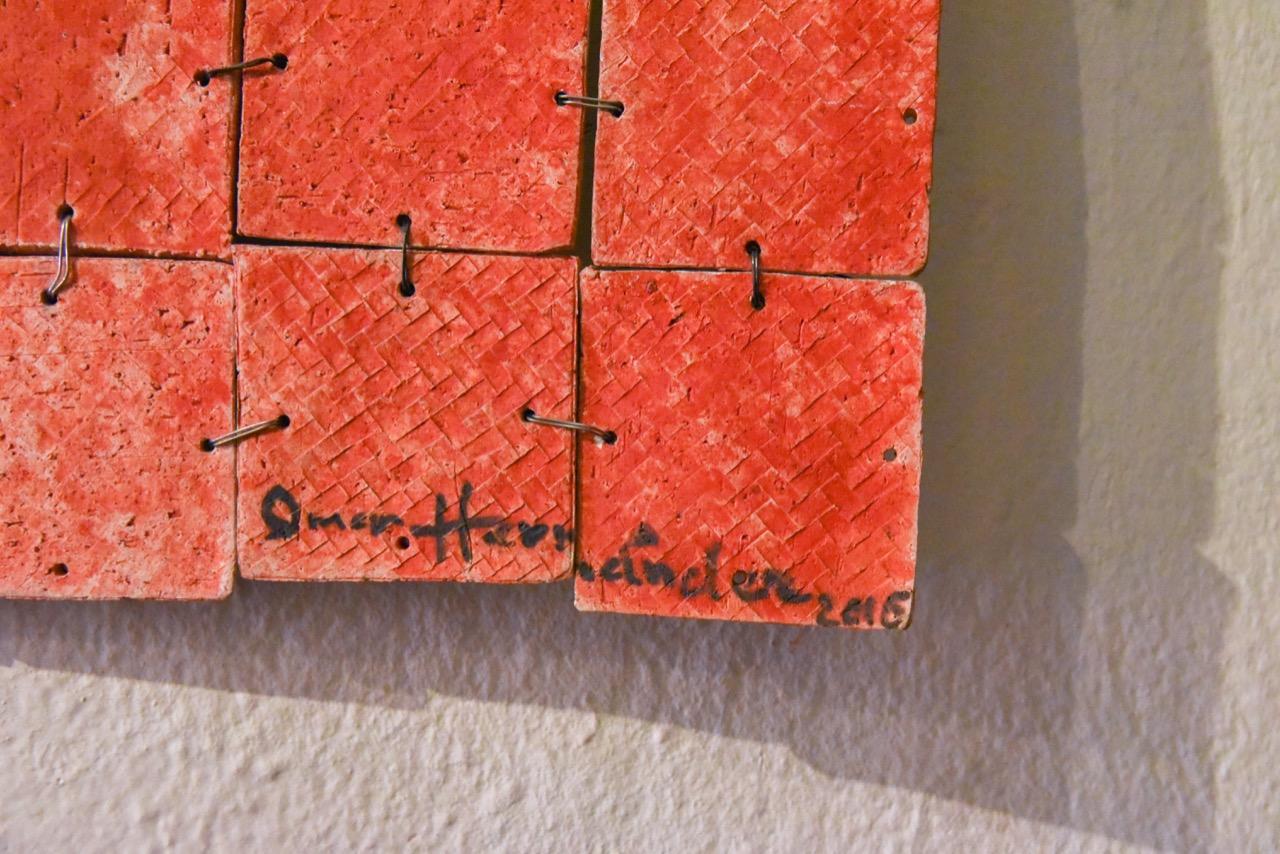 Mexikanische Keramik Rote Wand Hängeleuchte 2016 Ton Dekoration Puzzle Schädel Abstrakt im Angebot 2
