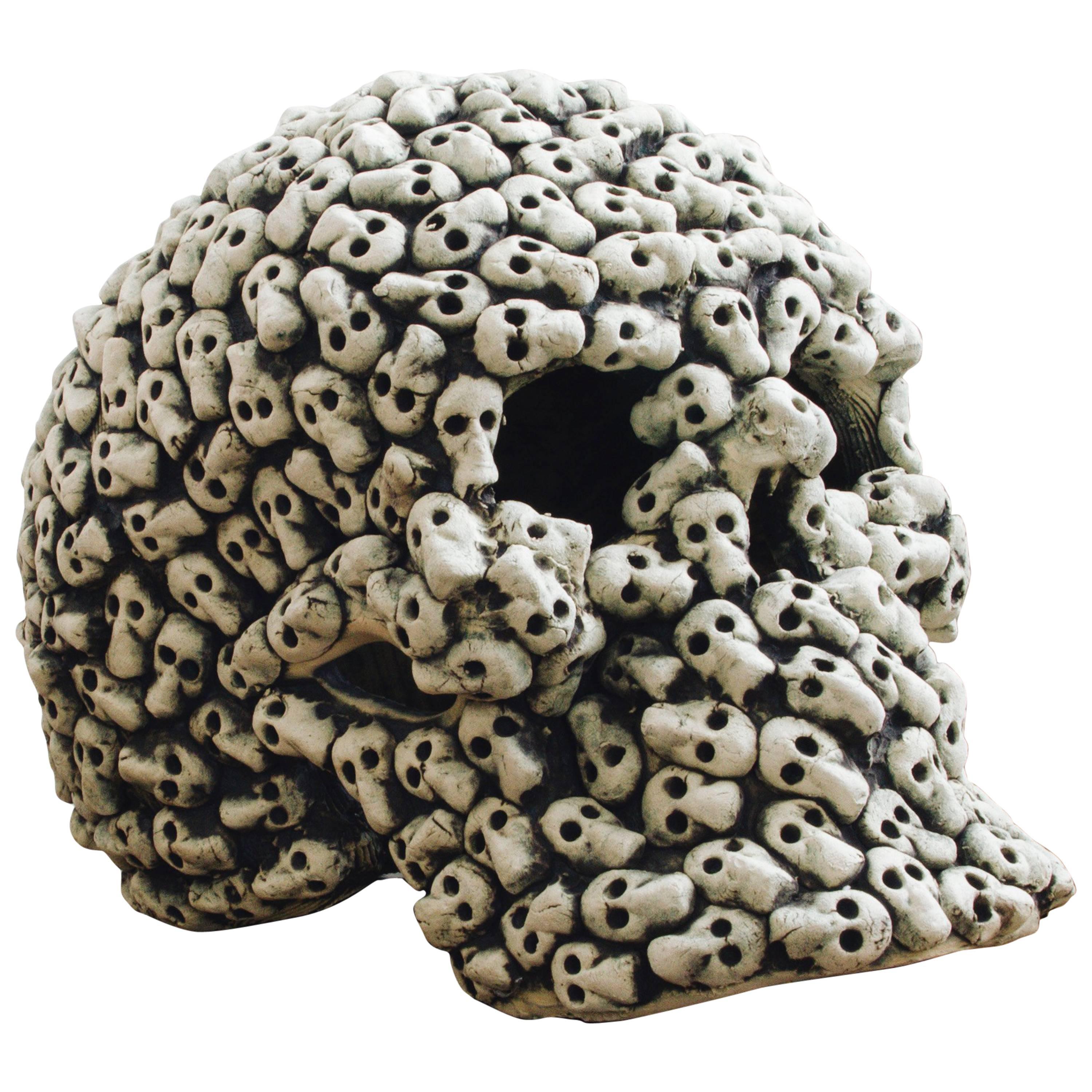 Escultura de calavera de cerámica mexicana Arte popular artesanal Día de los Muertos