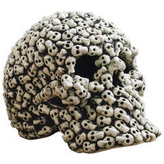 Escultura de calavera de cerámica mexicana Arte popular artesanal Día de los Muertos