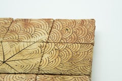 Mexikanische Keramik-Wandbehangsschmuck Organische Moderne Blatt Sgraffito Tonfliesen