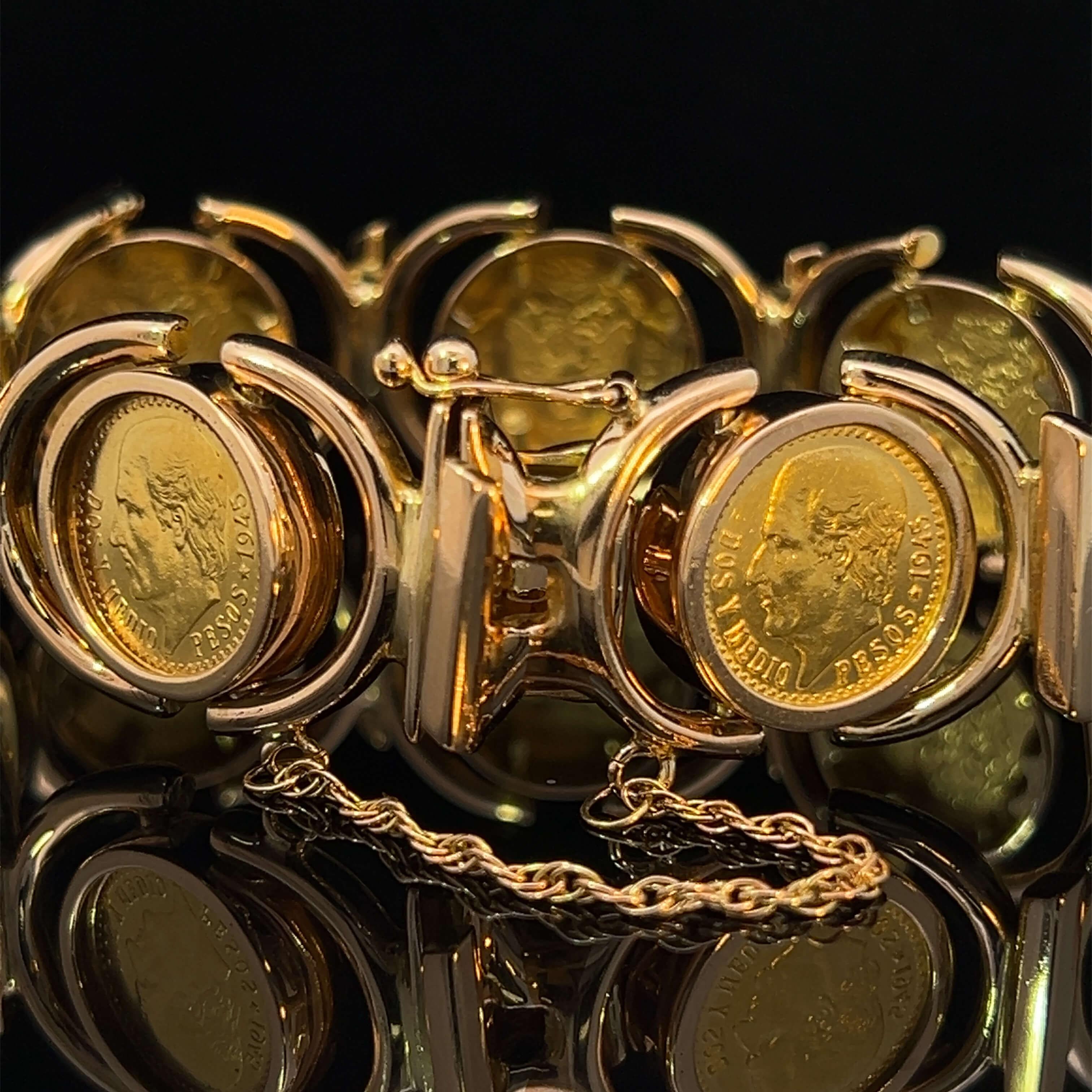 mexican gold coin bracelet