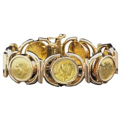 Mexican Coin 1945 Dos Pesos Bracelet Circa 1950s