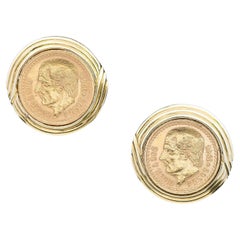 Vintage Mexican Coin, Dos Pesos 1945 Earrings Circa 1950s