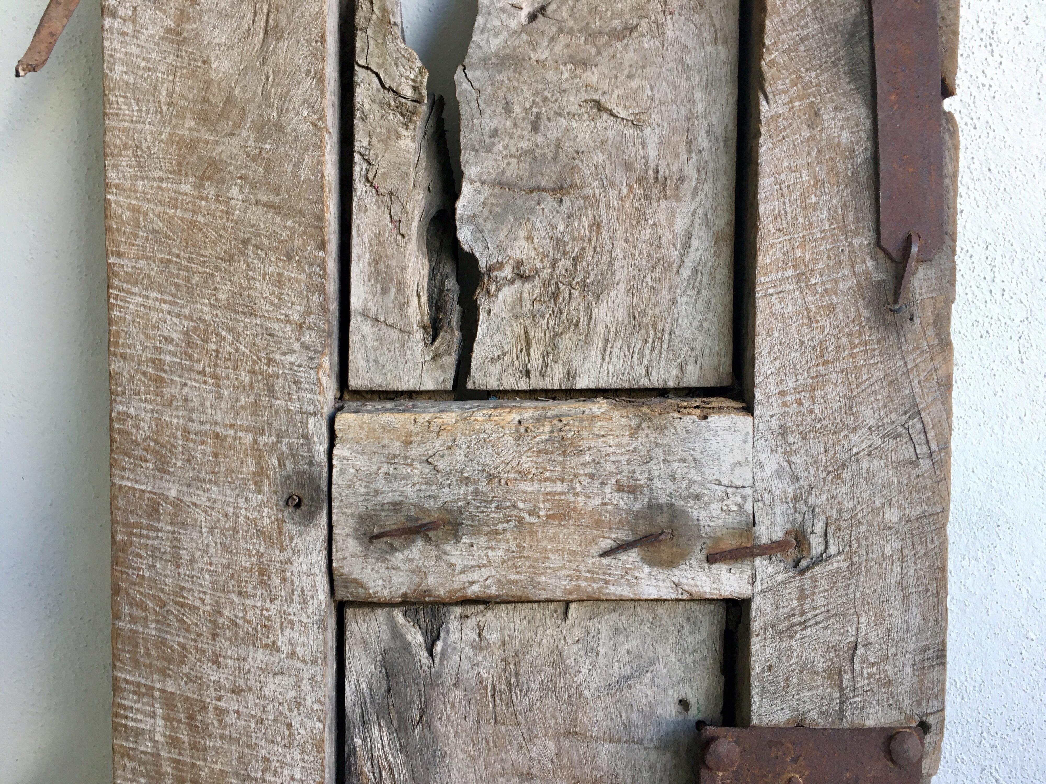 Hardwood Mexican Colonial Window with Original Hardware and Lock Mechanism