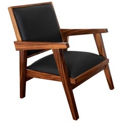 Mexican Conacaste Modern Rustic Solid Wood Chair with Fine Leather Seats