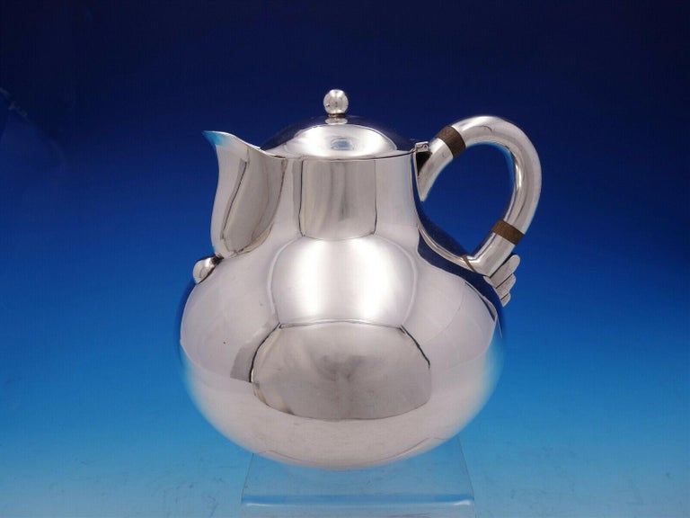 20th Century Mexican Conquistador for Spratling Sterling Silver Tea Set with Kettle For Sale