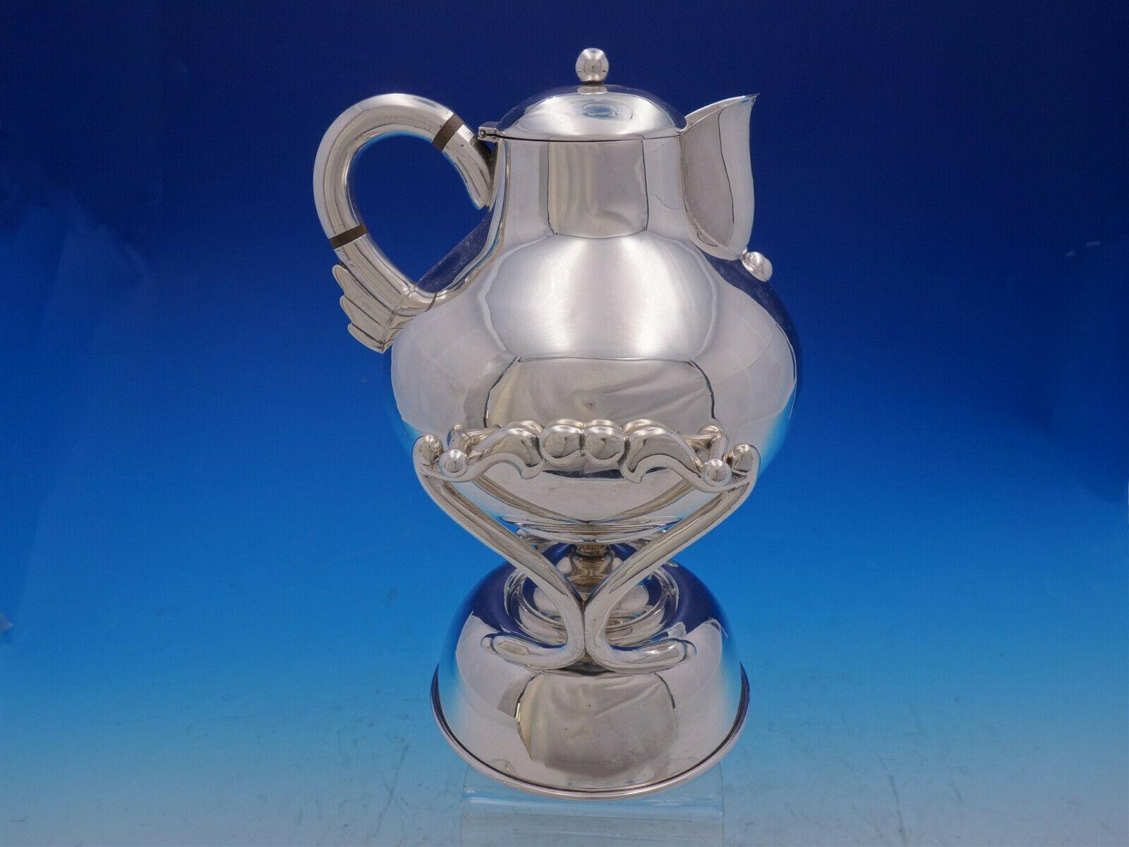 Mexican Conquistador for Spratling Sterling Silver Tea Set with Kettle For Sale 2