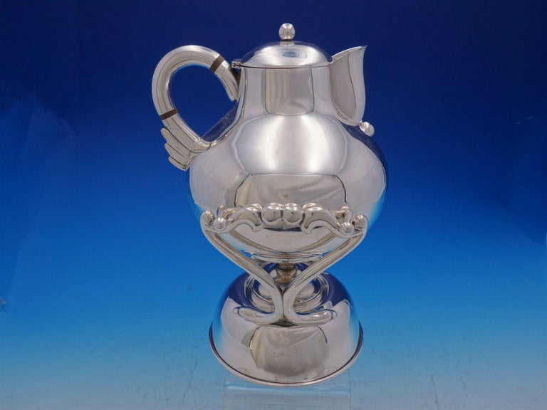 Mexican Conquistador for Spratling Sterling Silver Tea Set with Kettle For Sale 5