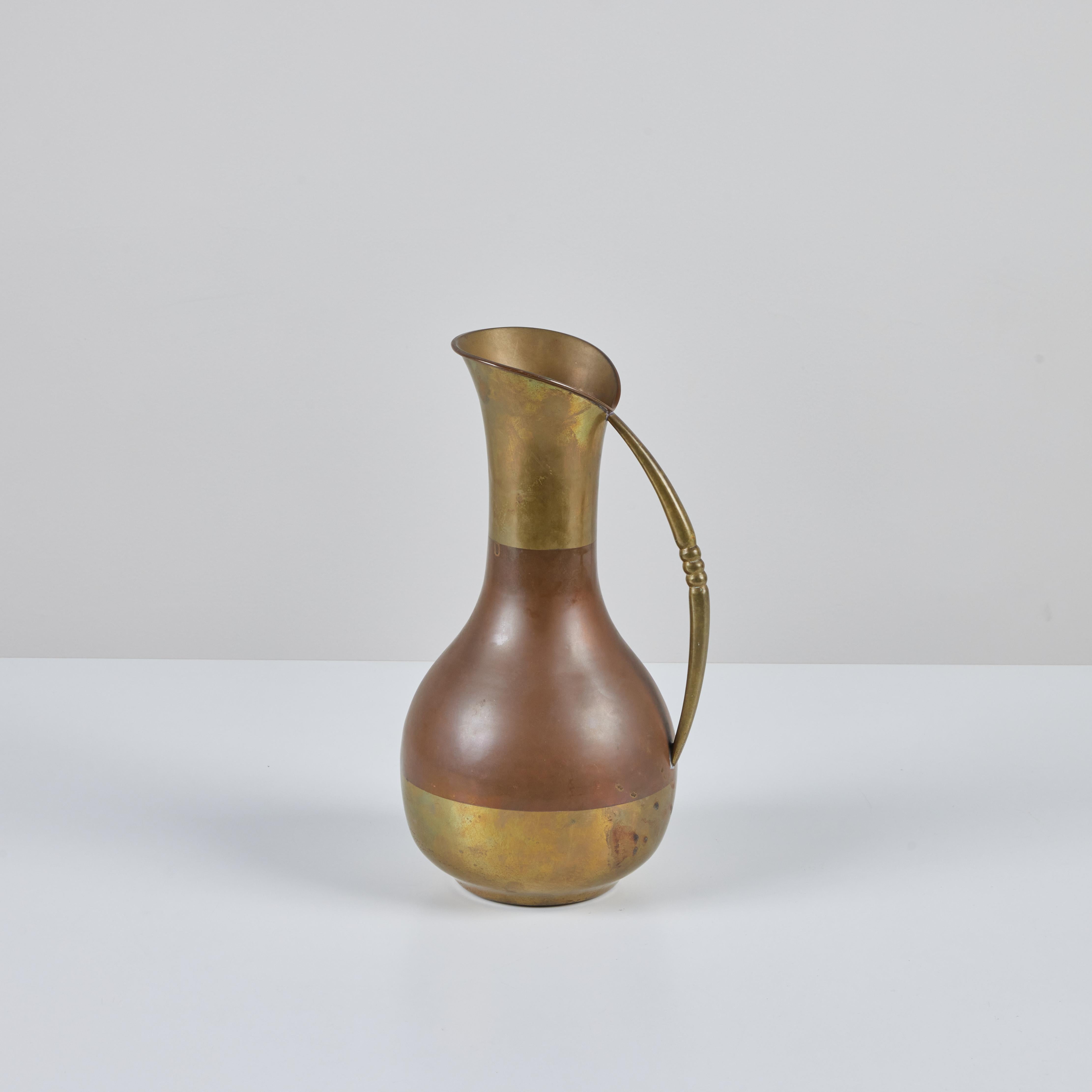 Mexican Copper and Brass Pitcher For Sale 5