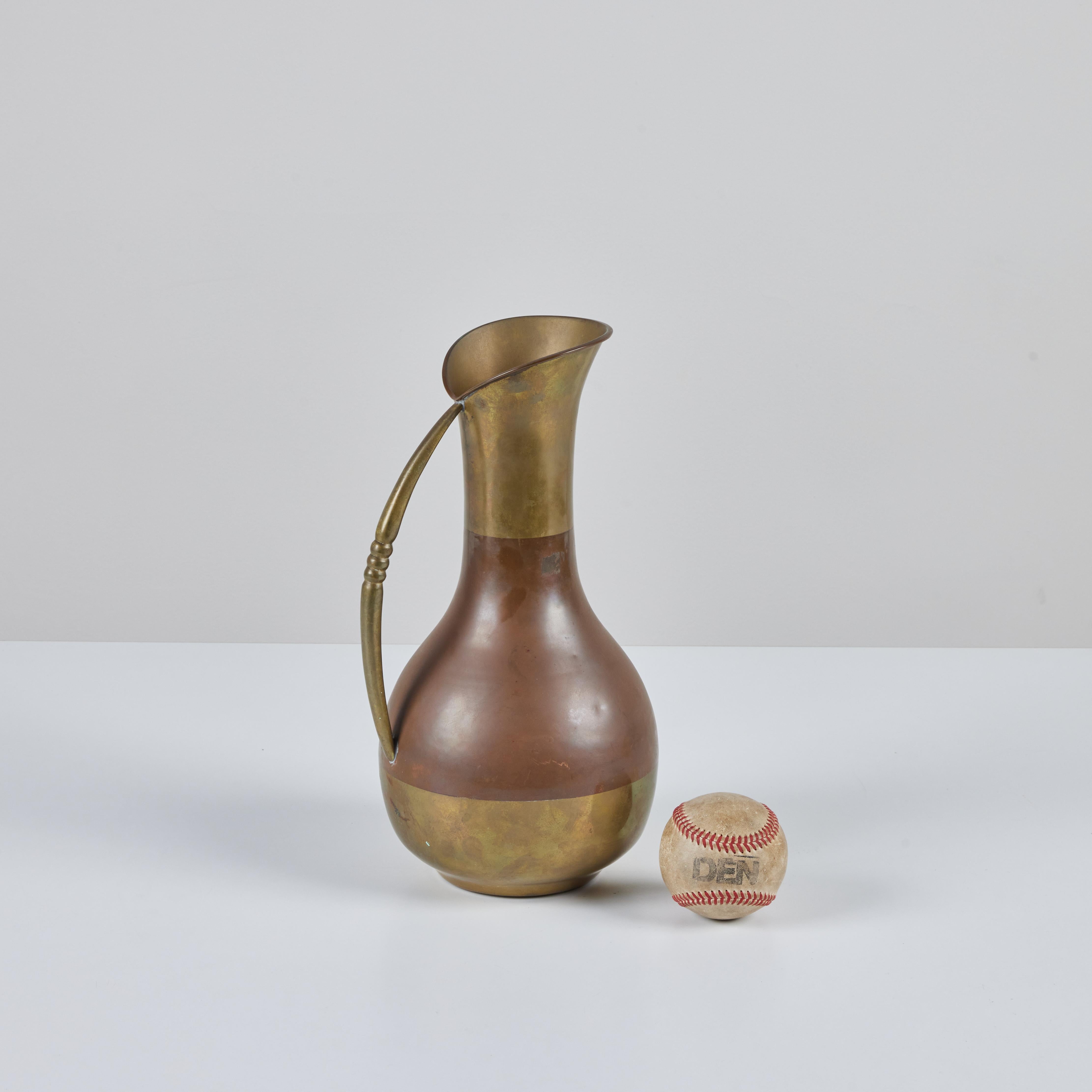 Mid-Century Modern Mexican Copper and Brass Pitcher For Sale