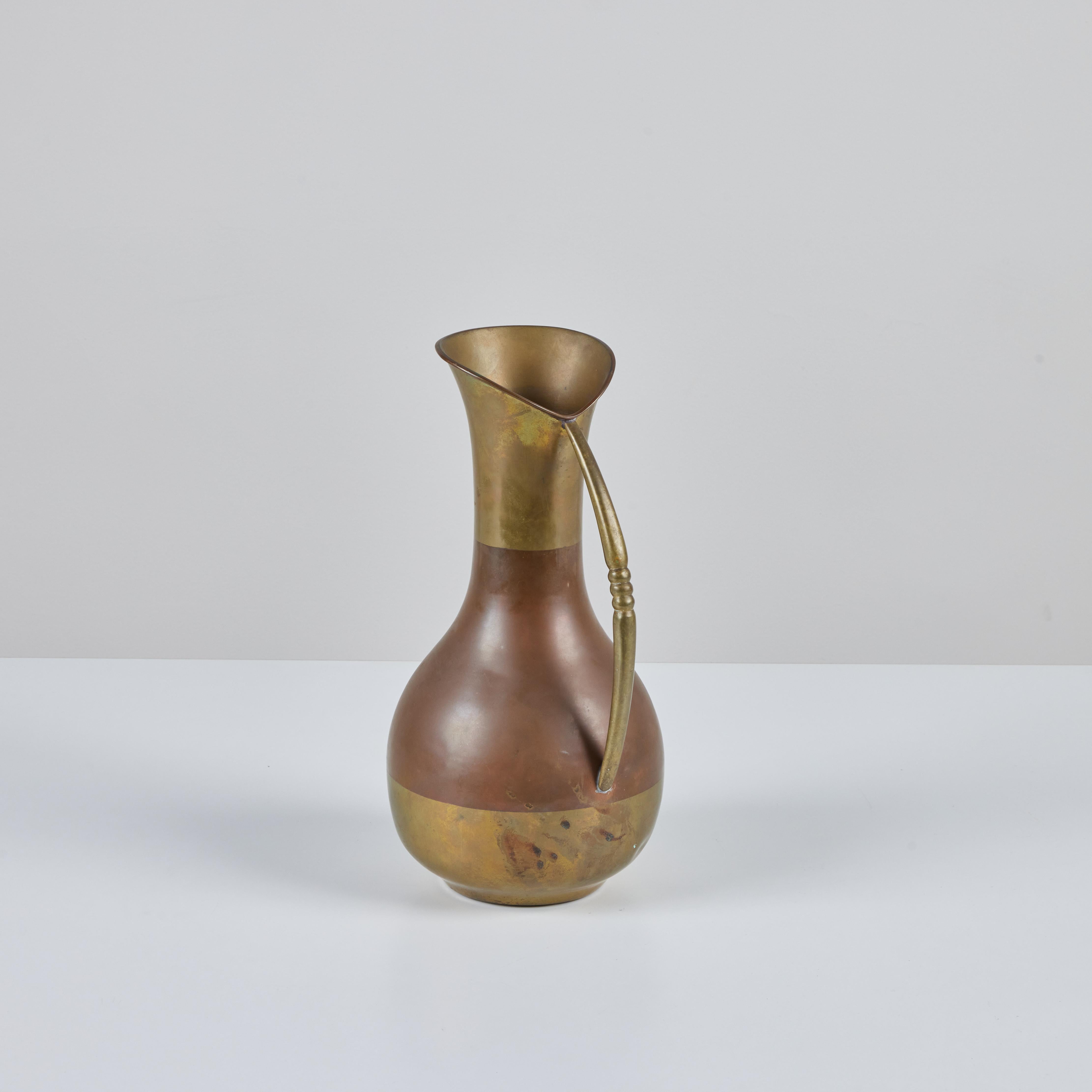 Mexican Copper and Brass Pitcher For Sale 1