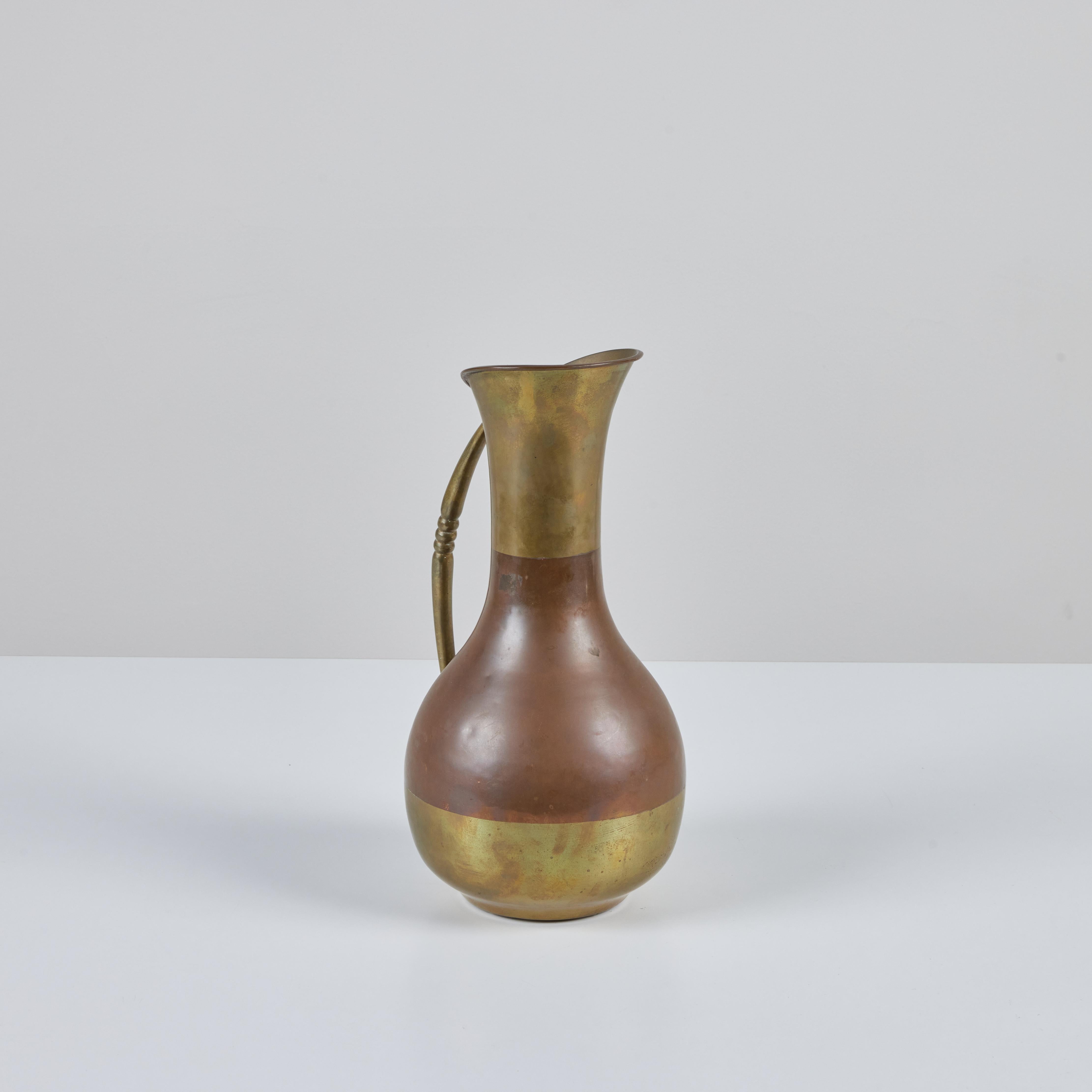 Mexican Copper and Brass Pitcher For Sale 2