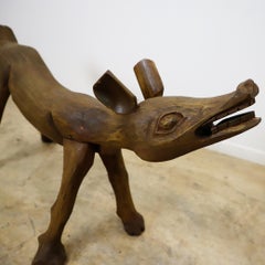 Mexican Coyote Sculpture · Hand-Carved Wood
