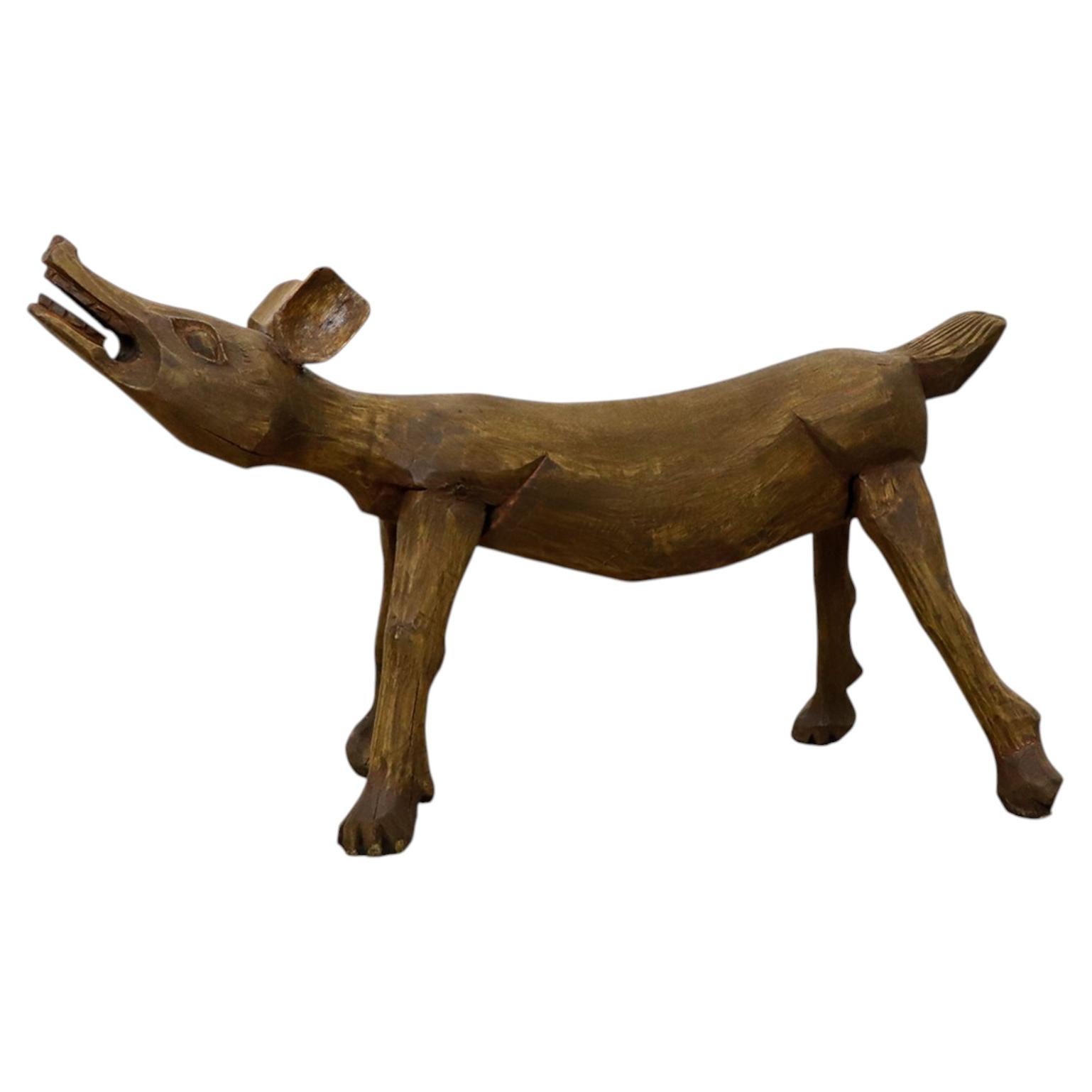 Scultura di un coyote messicano · Legno intagliato a mano