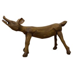 Mexican Coyote Sculpture · Hand-Carved Wood