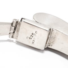 Mexican Curved Link Bracelet, Sterling Silver, Heavy Silver Bracelet
