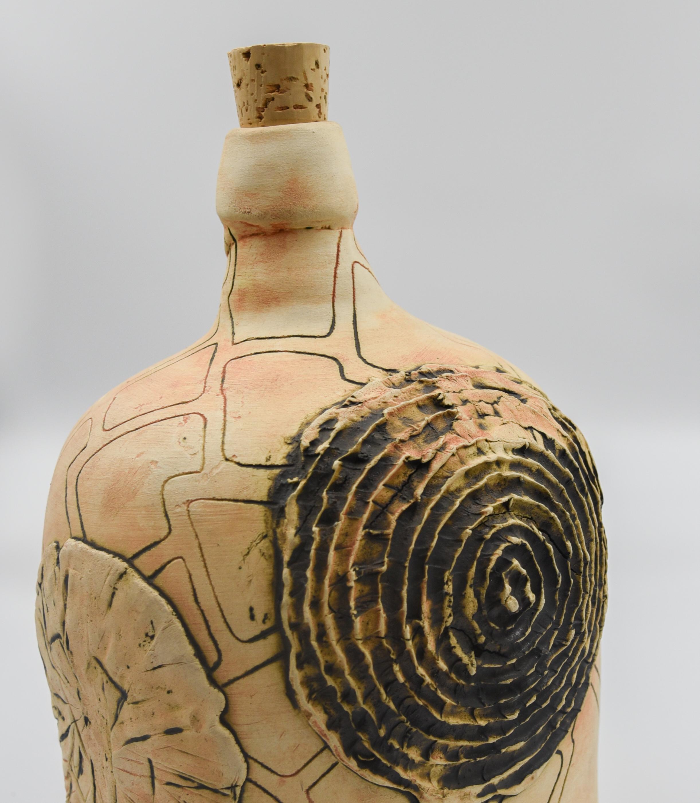Mexikanische mexikanische Demijohn Rustikale Ton-Metallic-Gefäßflasche Keramik Oaxaca Volkskunst im Zustand „Neu“ im Angebot in Queretaro, Queretaro