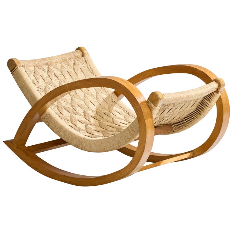 Chaise à Bascule En Palissandre – Rocking Chair Bois Exotique Ancienne