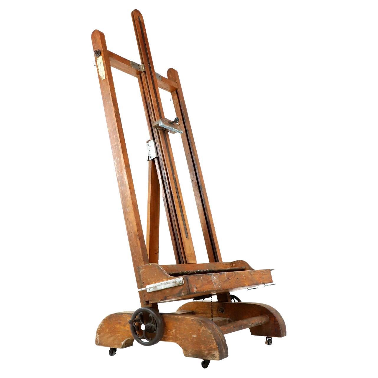 Mexican Early 1950 Wood Adjustable Artist Easel at 1stDibs