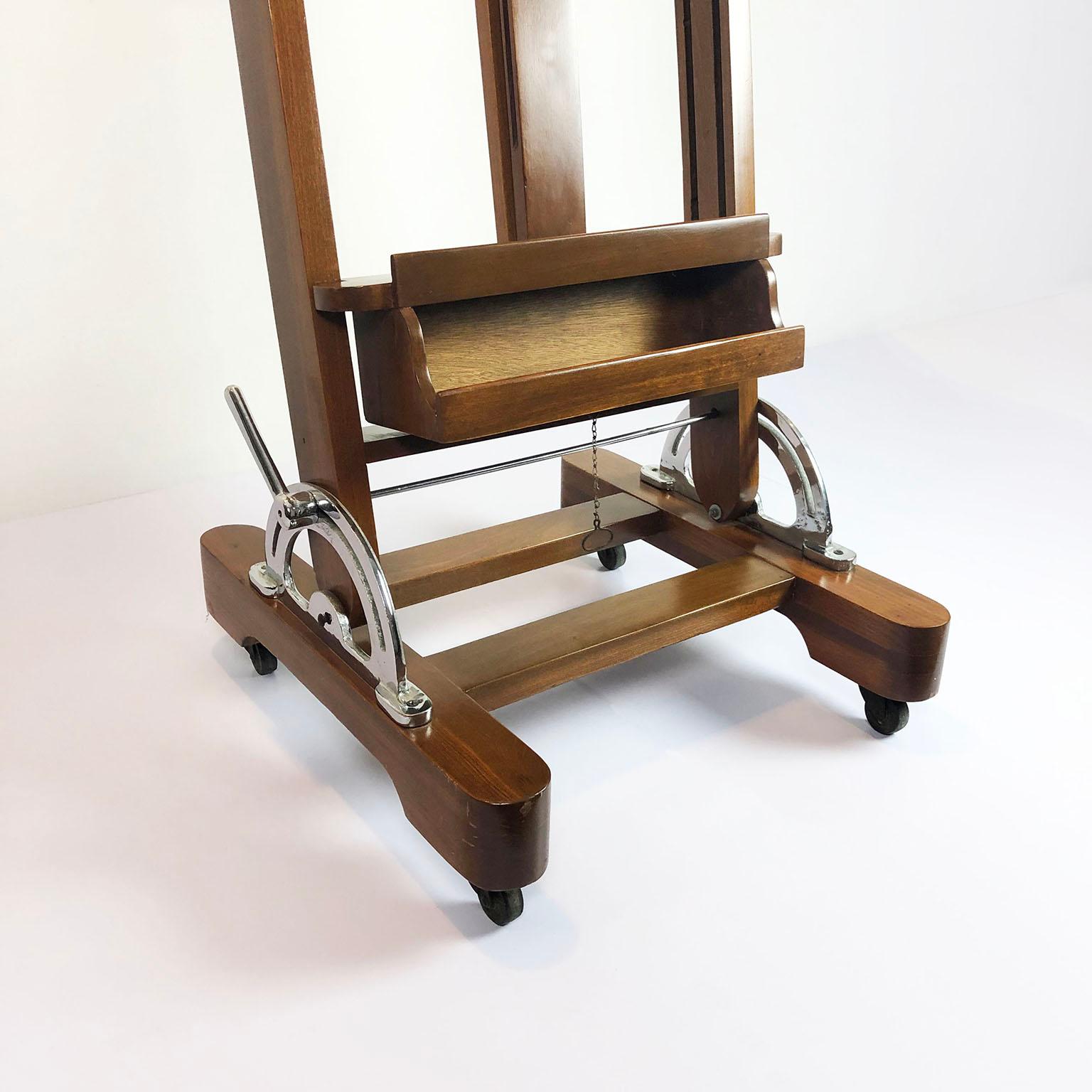 Mid-Century Modern Mexican Early 1950 Mahogany Wood Adjustable Artist Easel